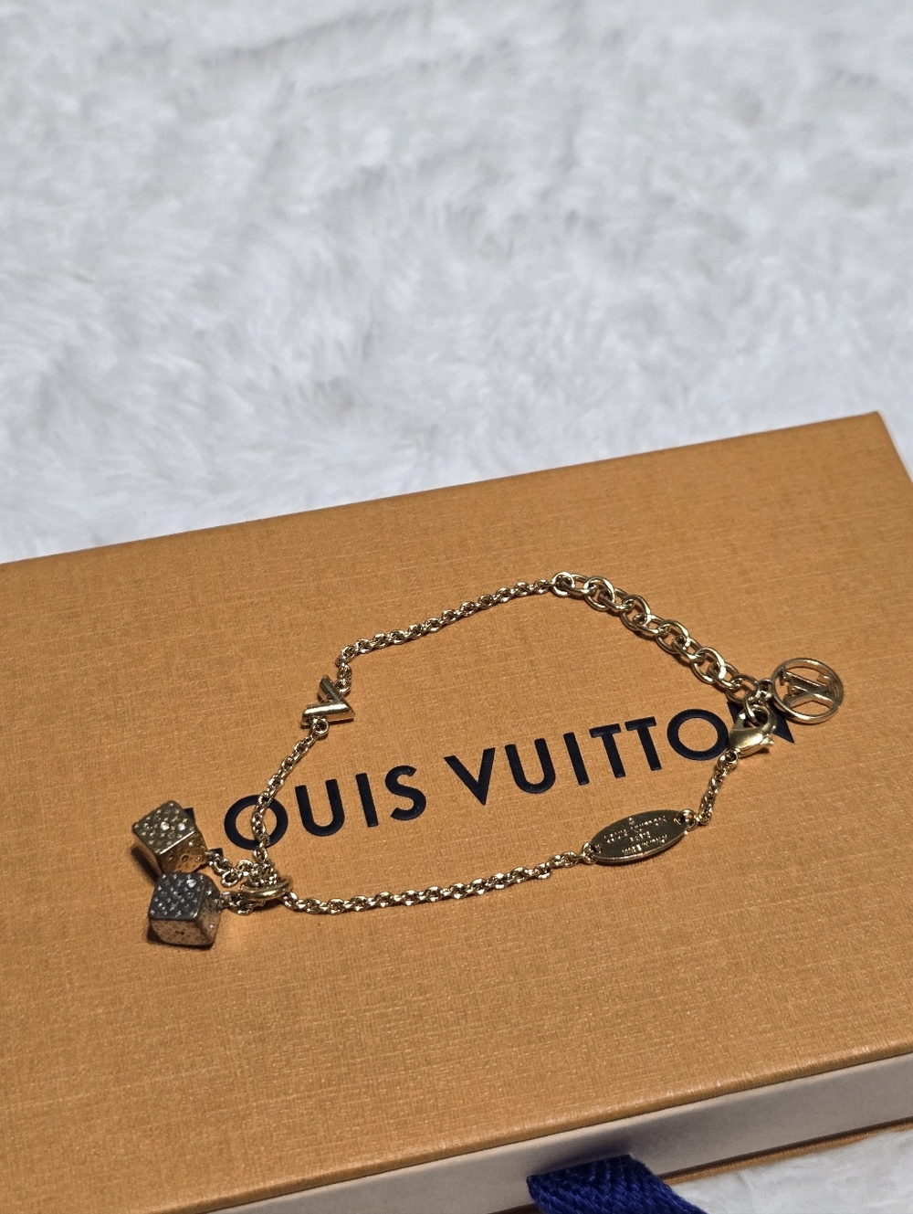 Louis Vuitton Luckygram Dice Bracelet Metal with Crystals EUC
